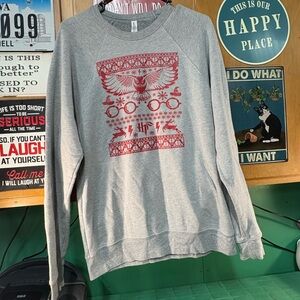 Bella Canvas Heather Gray Crewneck with Harry Potter Christmas Design